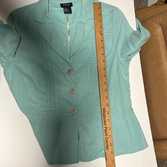 RQT linen blend light blue button up fitted jacket blazer size medium - Picture 8 of 9